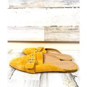 Talbots Womens 9 Yellow Stella Suede Buckle Slip On Mule Flats Workwear Casual